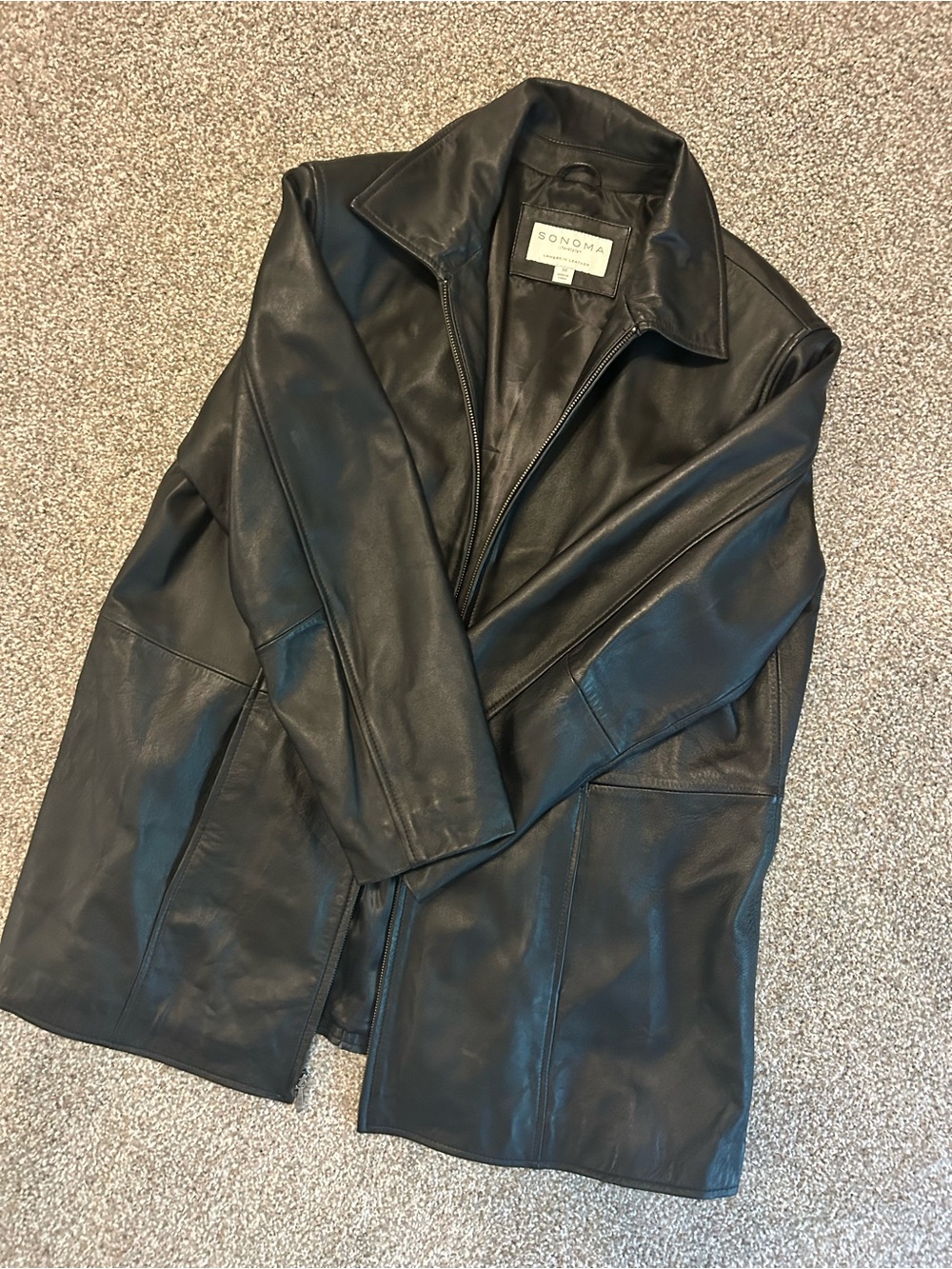Vintage 100% Lambskin SONOMA Black Leather Women’s Zip-Front Jacket